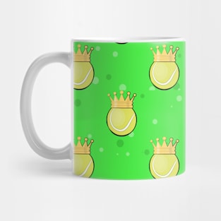 King Tennis - Seamless Pattern on Green Background Mug